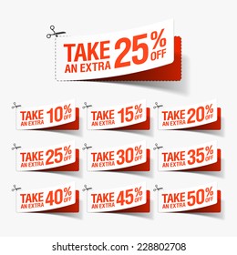 Take An Extra Sale Coupons. Vector.