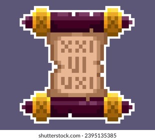 Take a fascinating journey through ancient times with this stunning pixel art illustration of an ancient scroll, editable vector