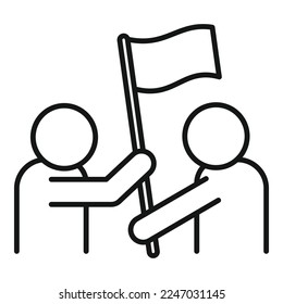 Mostrar el vector de contorno del icono de esfuerzo de marca. Trabajo de negocios. Éxito ideológico