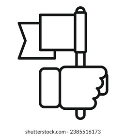 Take flag of realization icon outline vector. Mentor training. Business vision target