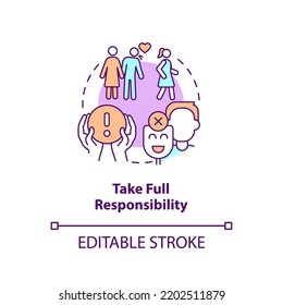 Take full responsibility concept icon. Fixing relationship abstract idea thin line illustration. Lack of accountability. Isolated outline drawing. Editable stroke. Arial, Myriad Pro-Bold fonts used