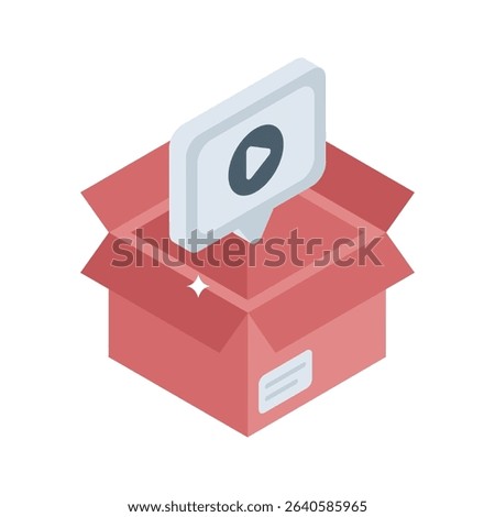 Take a glance at this isometric icon of unboxing video