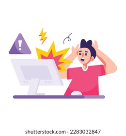 Schauen Sie sich die moderne, flache Illustration des Systemfehlers an