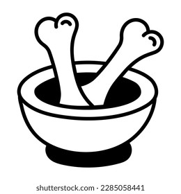 Take a glimpse of stylish sketchy icon of bone bowl