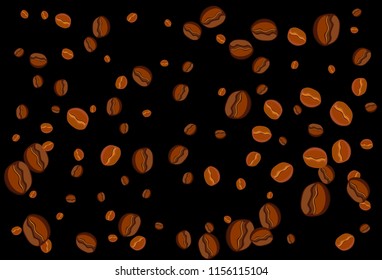 Take and go coffee design poster with coffee bean. Stylized drawing, flat style