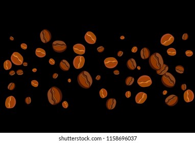Take and go coffee design poster with coffee bean. Stylized drawing, flat style