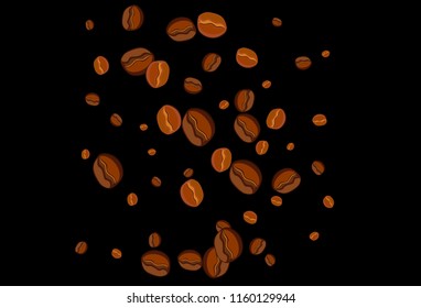 Take and go coffee design poster with coffee bean. Stylized drawing, flat style