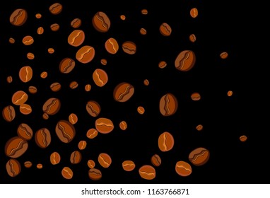 Take and go coffee design poster with coffee bean. Stylized drawing, flat style