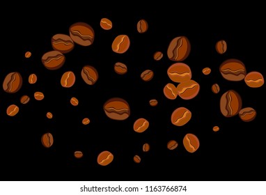 Take and go coffee design poster with coffee bean. Stylized drawing, flat style