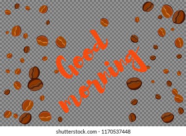 Take and go coffee design poster with coffee bean. Stylized drawing, flat style