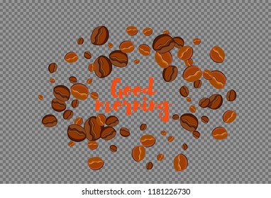 Take and go coffee design poster with coffee bean. Stylized drawing, flat style