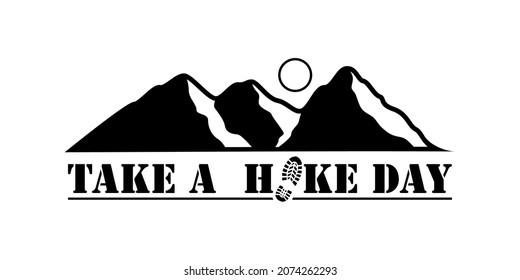 take a hike day theme: flat mountain illustration good for logos, t-shirts etc.