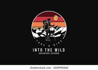 Take a hike into the wild, silhouette retro style
