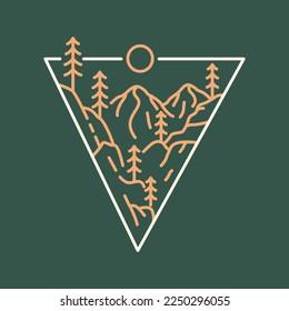 Take a Hike to The Mountain Nature Illustration Monoline Design for Apparel