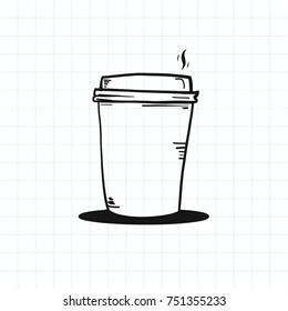 Take hot coffee to go. Hand drawn vector illustration