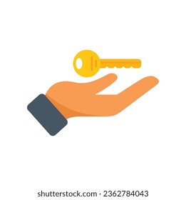 Take house key icon flat vector. Service agent. Person call isolated