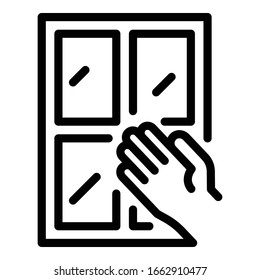 Take house window icon. Outline take house window vector icon for web design isolated on white background