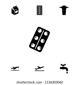 Take icon. collection of 7 take filled icons such as plane taking off, medical pills. editable take icons for web and mobile.