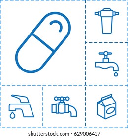 Take icon. set of 6 take outline icons such as tap, take away food