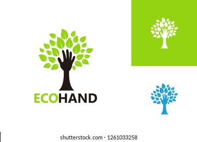 Take Leaf, Eco Hand Logo Template Design Vector, Emblem, Design Concept, Creative Symbol, Icon