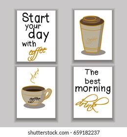 Take a little coffee break. Life begins after coffee. Coffee cups illustrations