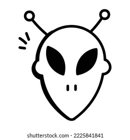 Take a look of alien face hand drawn icon 