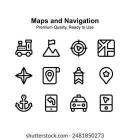 Take a look at beautifully designed maps and navigation icons set