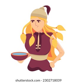 Echa un vistazo a la pegadiza ilustración plana de una mujer mongol