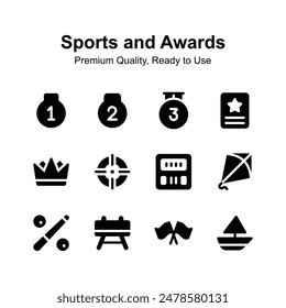 Take a look at creative icons set of sports and awards
