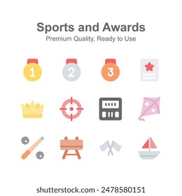 Take a look at creative icons set of sports and awards