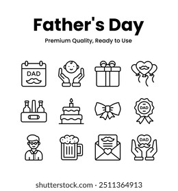 Take a look at fathers day icons set in modern style