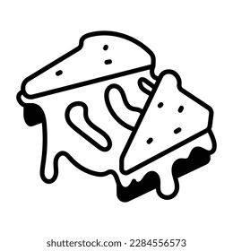 Take a look at modern doodle icon of cheese sandwich