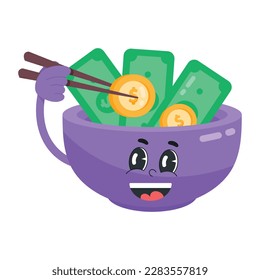 Take a look at stylish flat sticker of money bowl