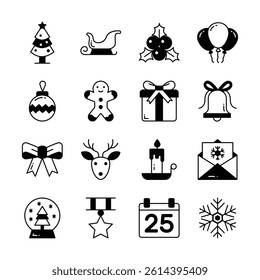 Take a look at this amazing christmas icons set in modern style
