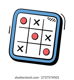 Take a look at this amazing doodle style icon of tic tac toe, board game