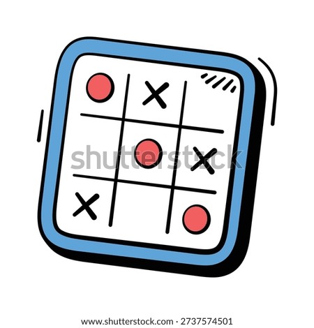 Take a look at this amazing doodle style icon of tic tac toe, board game