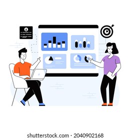 Take a look at this amazing flat illustration of business analytics 