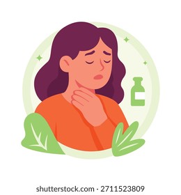 Echa un vistazo a esta increíble ilustración plana de una mujer con dolor de garganta