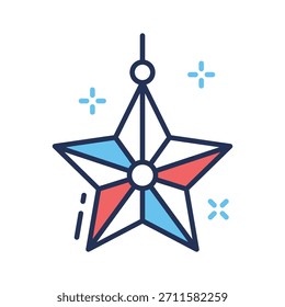 Echa un vistazo a este increíble icono de contorno plano de adorno de Navidad