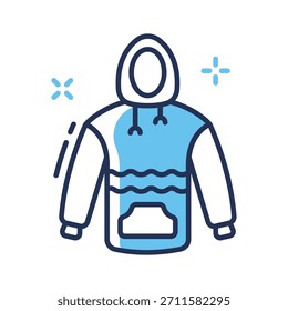 Echa un vistazo a este increíble icono de contorno plano de sudadera con capucha
