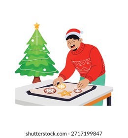 Echa un vistazo a esta increíble ilustración plana de la preparación de Navidades