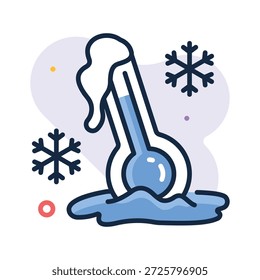 Dê uma olhada neste incrível ícone de estilo plano de contorno de temperatura fria