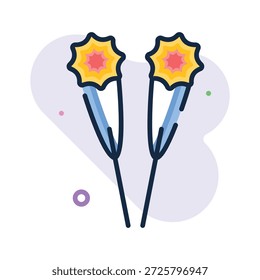 Dê uma olhada neste incrível ícone de contorno plano do sparkler, vetor premium