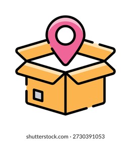 Echa un vistazo a este increíble icono de contorno plano de la ubicación del paquete