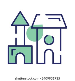 Take a look at this amazing icon of blocks castle in modern design style