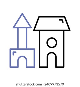 Take a look at this amazing icon of blocks castle in modern design style