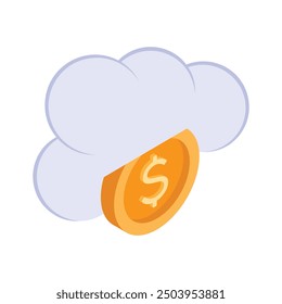 Echa un vistazo a este increíble icono de dinero en la nube en estilo isométrico