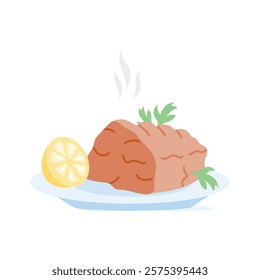 Take a look at this amazing icon of roasted beef in trendy style