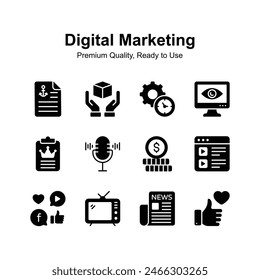 Take a look at this amazing icons set of digital marketing, modern design style