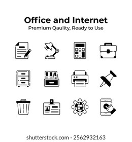 Take a look at this amazing icons of office and internet in modern style